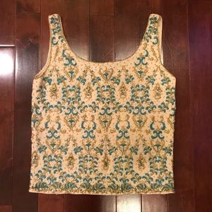 Beaded Sleeveless Sweater Dressy Top